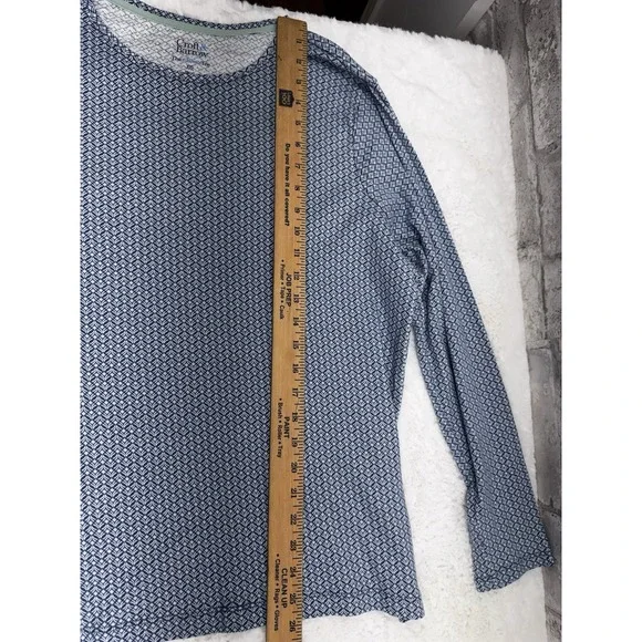 Croft & Barrow Classic Tee Top 100% Cotton Blue White Print Long Sleeve Size 2x - Picture 6 of 8